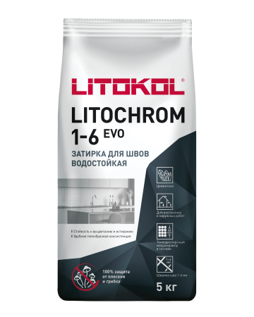 Затирка LITOCHROM 1-6 EVO LE 200 белый Litokol 5кг