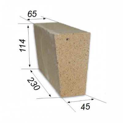 Кирпич огнеупорный клиновой ША/Б-45  230*114*65/45 (420шт/под)