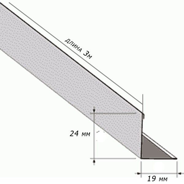 Уголок PL 19*24  белый L=3.00 (алюм.)