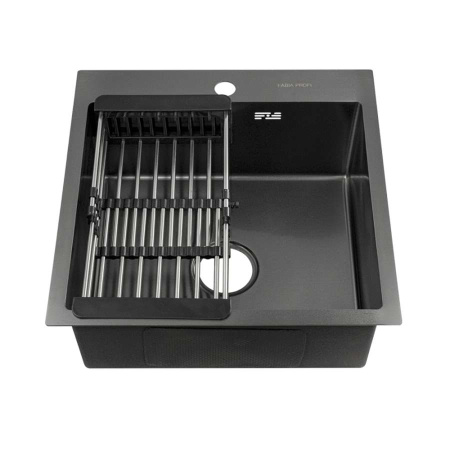 Мойка врезная FABIA PROFI 50503G 3,0/0,8мм 50х50см глубина 200мм + сифон + корзина ГРАФИТ