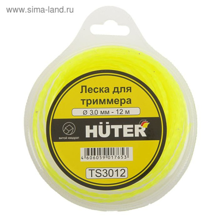 Леска для трим. Huter TS3012 (витой квадрат 3,0 мм, 12 м)
