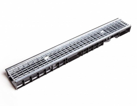 1118Е Лоток водоотвод. пластиковый Мах100/180 в комплекте с чугун. решеткой, 1000*160*180 (до 60 т.) без/ндс