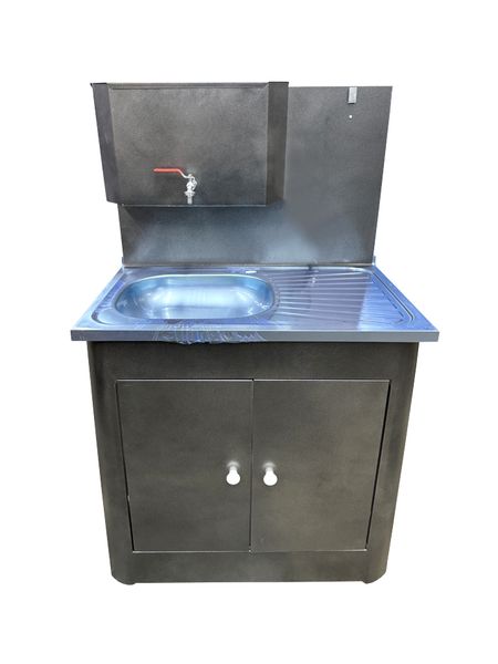 Умыв. дачный без ЭВН 20л 500х800 Дачный 2-х дверный Антич серебро нержав. мойка + кран металл