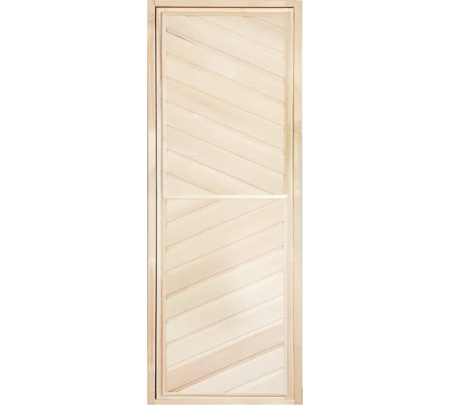 Дверь глухая, диагональная с ребром 1,9*0,7м, липа, класс А, коробка липа, петли, БАННАЯ ЛИНИЯ**