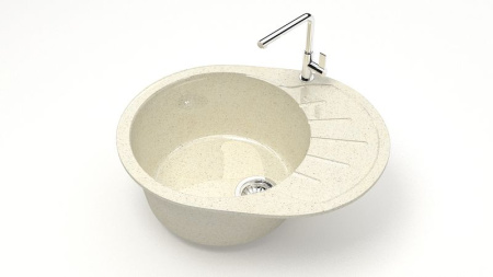 Z010Q02 Мойка Тейлор круглая с крылом 44х57 БЕЖЕВАЯ (GM17)