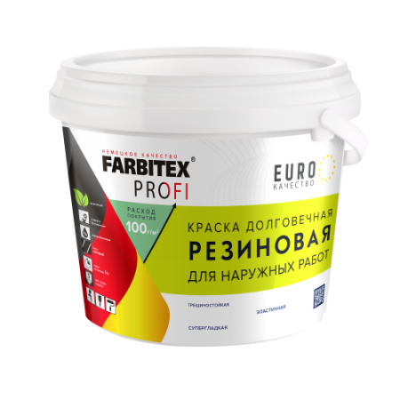 Краска акриловая резиновая зеленый FARBITEX ПРОФИ 3кг (6)