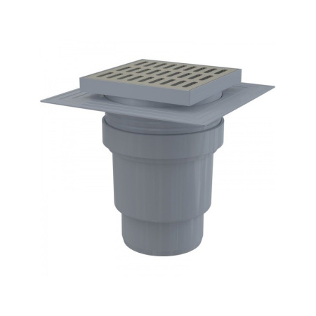 AlcaPlast APV13 Трап сливной 150х150/110 прямой, решетка нерж.сталь, гидрозатвор мокрый