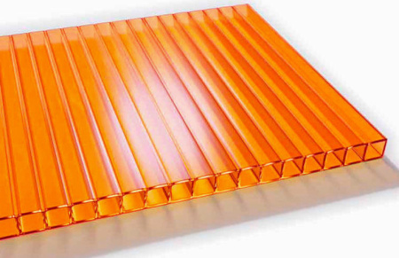 Поликарбонат 12000х2100х 6  ОРАНЖЕВЫЙ Polygal