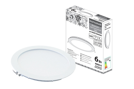 Светильник светод. круг  6W  белый 4000К SQ0329-0059 (40) Даунлайт  Народный 