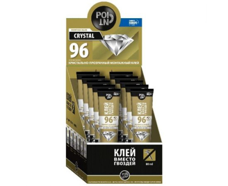 Клей вместо гвоздей POINT 96 кристально-прозрачный в шоу-боксе 80 мл (10)