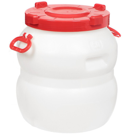 Бочка пластик, пищевая, 50 л, круглая, с ручками, с широким горлом