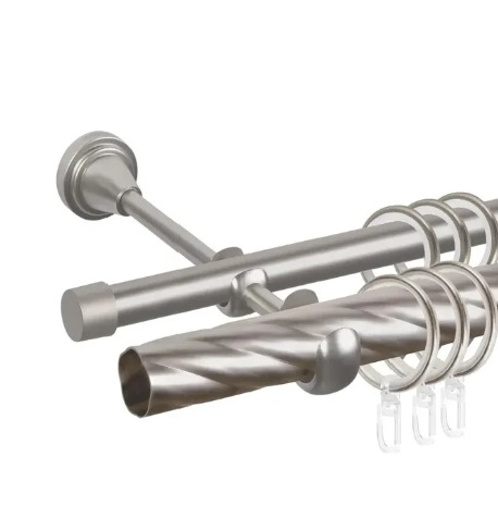 Карниз метал. 2 рядн. АС МАРТ Grace D25К/16Г (крученый/гладкий) Сатин 3,0 м