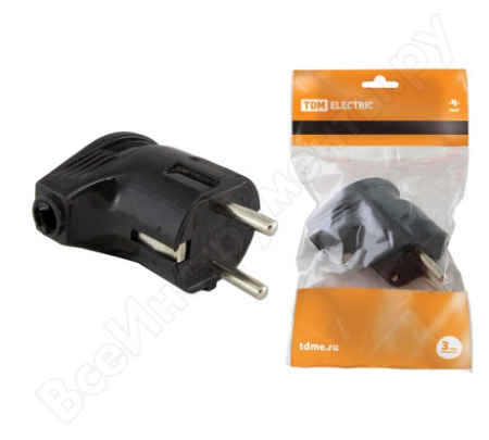 Эл. вилка с/з угл. черн.16А А0105 "У"  SQ1806-0008 (30)