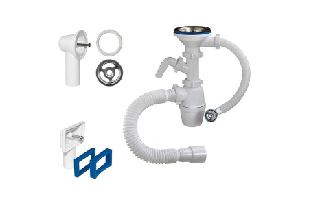 Сифон д/раковины Орио 3 1/2х40 прямоуг. и круг) с г/т 40х40/50 4511-Б