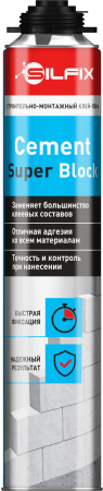 Клей-пена Silfix Cement Super Block для газобетонных блоков 750мл/12
