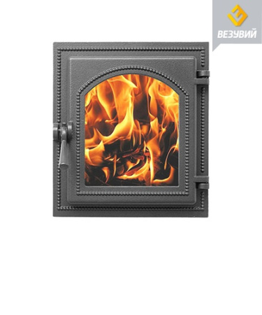 Дверка ВЕЗУВИЙ каминная 220 Антрацит (под стекло) посадочный размер, мм 325x290