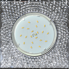 Светильник Ecola H4 Стекло Квадрат с проз.мозайк.зерк.фон, центр хром 40х123 FC53SGECB GX53 