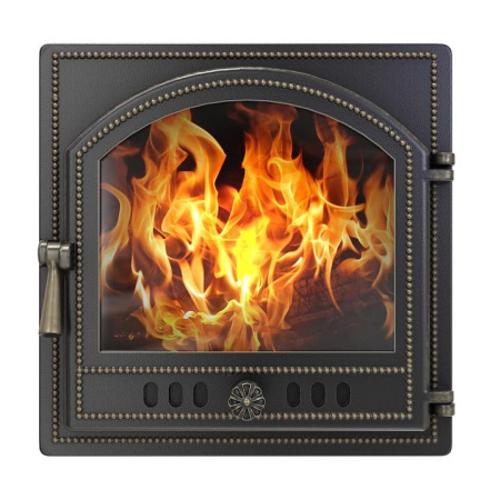 Дверка ВЕЗУВИЙ каминная 205 Бронза (под стекло) посадочный размер, мм 415х415