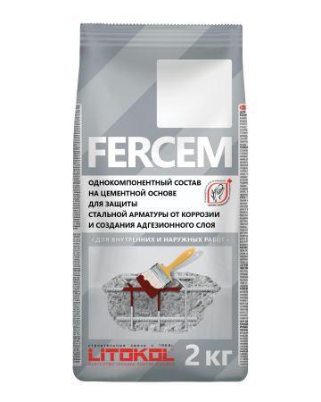 Ремонтный состав Litokol FERCEM защищает стальную арматуру от воздействия влаги и коррозии 2кг