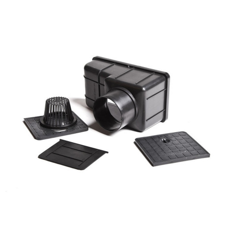 6167ч Ливнеприемник кровельный с вертикальным  с патрубком черный