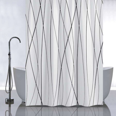 Штора д/ванны Санакс 180х180 с рисунком ЧЕРНЫЕ ЛИНИИ/01-96