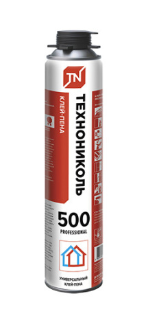 Клей-пена ТЕХНОНИКОЛЬ 500 PROFESSIONAL нетто 600гр, объем тары 1000мл