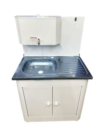 Умыв. дачный без ЭВН 20л 500х800 Дачный 2-х дверный Белый нержав. мойка + кран металл