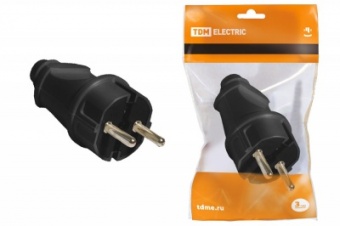 Эл. вилка с/з прямая черн.16А А1010 "У"  SQ1806-0004 (25)