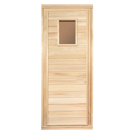 Дверь со стеклом 4мм 1,7*0,7м, липа, класс Б, короб из липы, БАННЫЕ ШТУЧКИ    