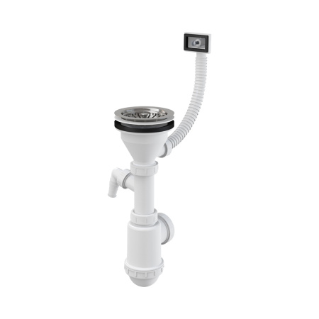 AlcaPlast A447P-DN50/40 Сифон для мойки с нерж решеткой 115, гофроперелив и подводка