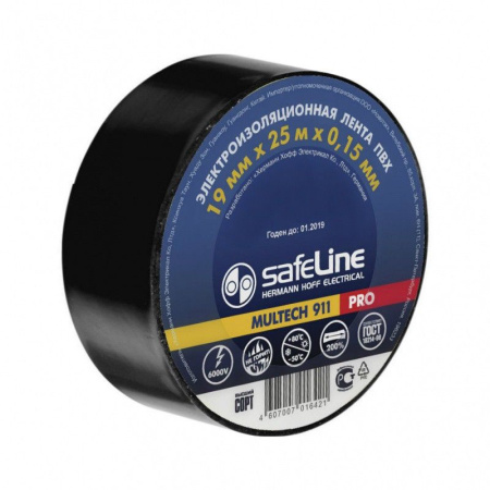 Изолента Safeline 19/20 черный (0.08кг)