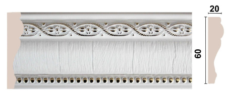 Молдинг 1М6-7В 20х60мм 2,4м белый (20)