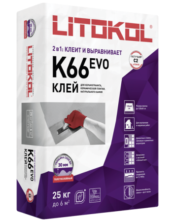 Клей плиточный LITOFLOOR K66 серый 25кг 