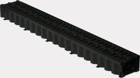 1101 Лоток водоотв. пластиковый Тор 100/80 с пласт. решеткой 1000*125*80 (до 1,5 т.)