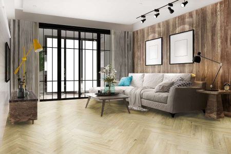 Каменно-полимер. плитка SPC RESPECT 43кл/4V 2303 Дуб Натурал. свет. 550х110х4мм (1,452 м2) ёлочка