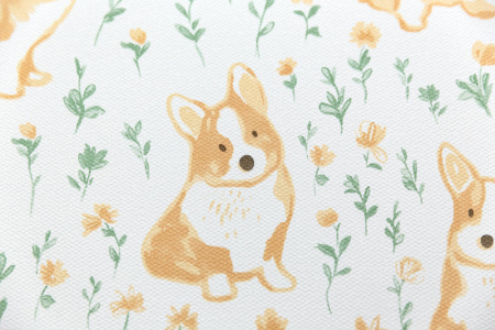 КМ7801 Обои KERAMA MARAZZI виниловые Уик-энд мотив, жёлто-зелёный корги. 1,06х10м (4)