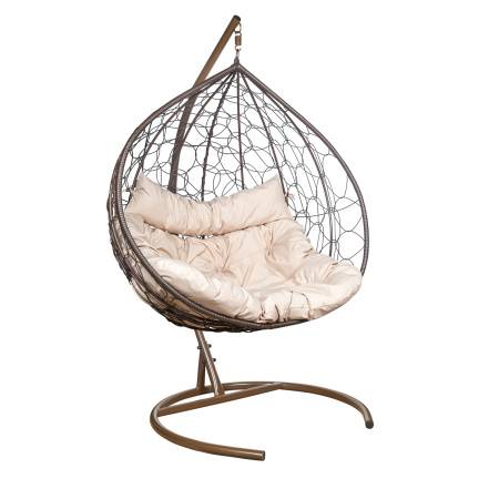Подвесное кресло LESET БАЛИ (каркас Коричневый, подушка Бежевая) 135х108х198