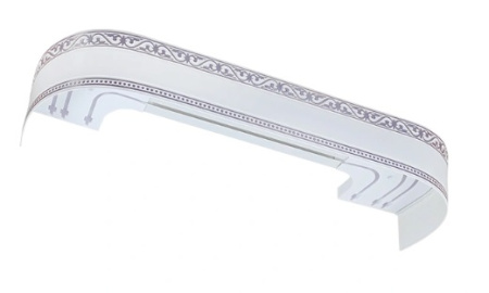 Карниз ПВХ с блендой Монарх Белый глянец хром с поворотом 3-х ряд. 2,4м ЛЕ-ГРАНД 