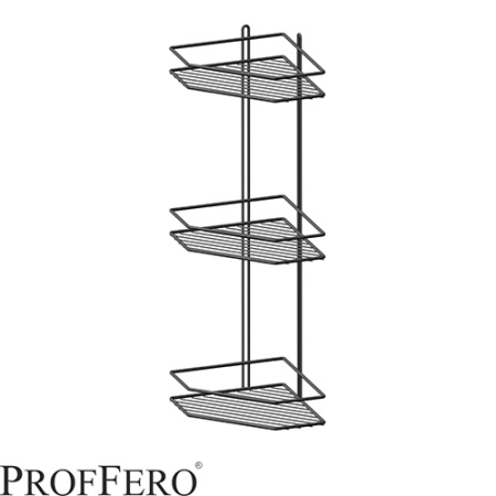 Полка угловая 3 ярусная трапеция высокий борт ПП Черный муар П0002019