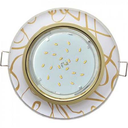 Светильник Ecola H4 5310 Стекло Круг золото-золото на белом 28х126 FG53RNECH GX53