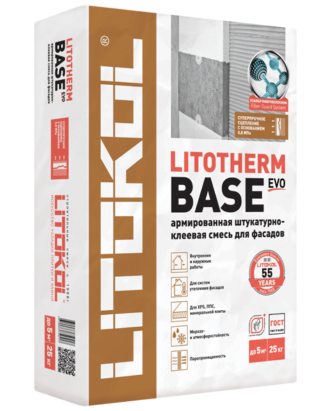 Штукатурно-клеевая смесь LITOTHERM Base 25кг Litokol 
