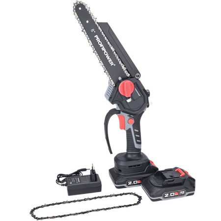 Аккумуляторная цепная пила бесщеточная ProfiPower MKGSH-18V (Li-ion-2шт, 2,0Ач, 20см, 8", 0-4500об/м З/У, кейс)