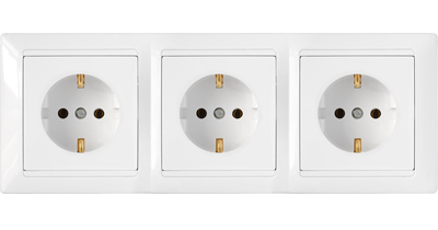Розетка 3-х местная скр. уст. с з/к на шинах  РС16-354 (коробка код 91482) (20) 