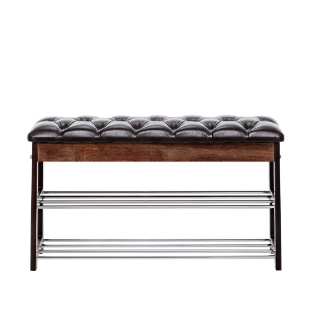 Банкетка Leset "Грейс" (Орех, к/з Oregon perlamutr 120, каретная стяжка) 78,6х30,6х47,0см