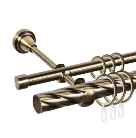 Карниз метал. 2 рядн. АС МАРТ Grace D25К/16Г (крученый/гладкий) Антик 2,4 м