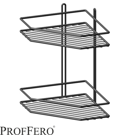 Полка угловая 2 ярусная трапеция высокий борт ПП Черный муар П0002015