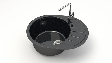 Z010Q04 Мойка Тейлор круглая с крылом 44х57 ЧЕРНАЯ (GM17)