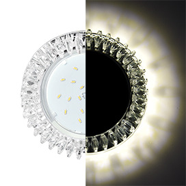 Светильник Ecola GX53 H4 LD5361 СтеклоКруг проз.стразы Гребенка подсв.4K Хром-черн. 38x126 SX53RCEFB