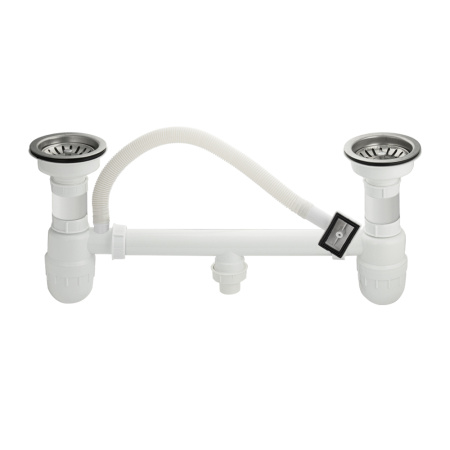 Сифон для мойки 4010 двойной большая горл, перелив