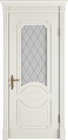 Дверь 73(060) "Милана-42" 3D Эмаль слоновая кость Патина капучино 700*2000 стекло сат.с печ.зол.рис.